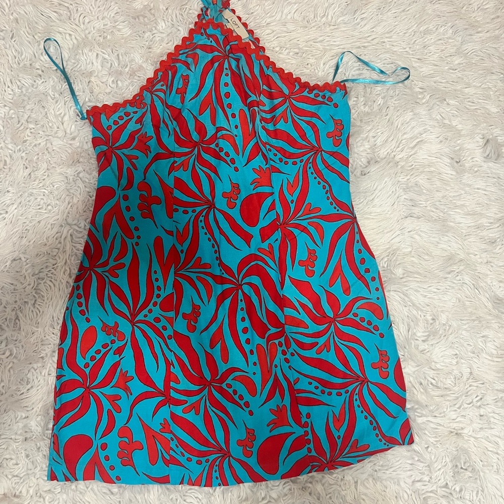 Vibrant Red and Blue Patterned Camisole